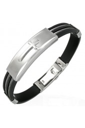 SALE - Vyr. apyrankė su plieno dekoracija